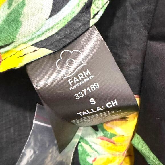 Farm Rio Alice Flowers Black Maxi Dress Yellow Floral Flutter Sleeve Size S - Picture 11 of 13
